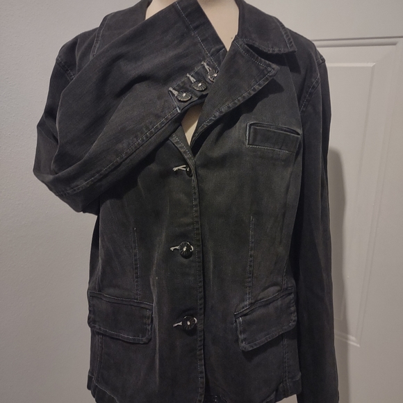 Venezia  Black Denim Jean Jacket  Size 18/20 - Picture 7 of 9